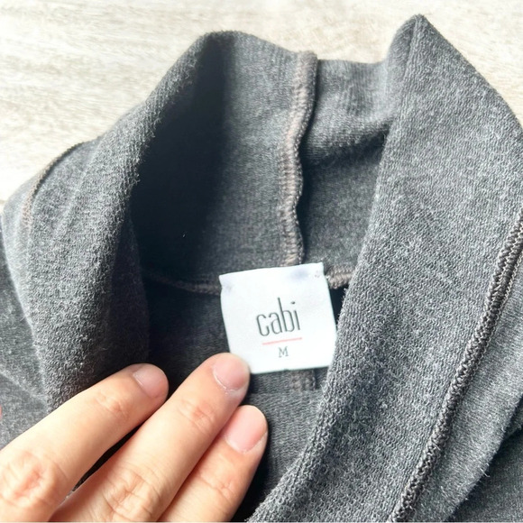 Cabi Cap Sleeve Charcoal Gray Mock Neck Top - Picture 8 of 14